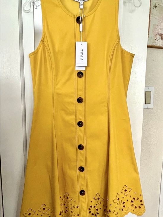 10 Crosby Derek Lam Dresses & Skirts - NWT Derek Lam 10 Crosby Yellow Eyelet Scalloped Button Front Mini Dress Size 6